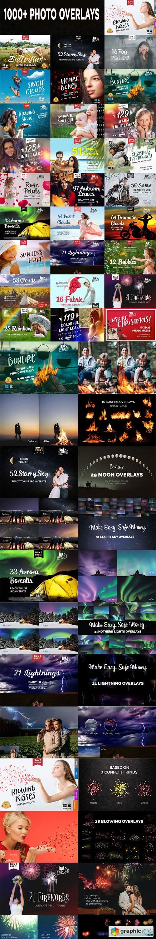 1000+ Photo Overlays, Bonfire Overlays, Starry Sky, Аurora Borealis Overlays, Butterfly, Fabric Overlays + More