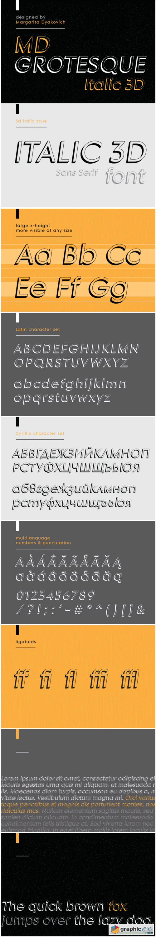 MD Grotesque Italic 3D Font