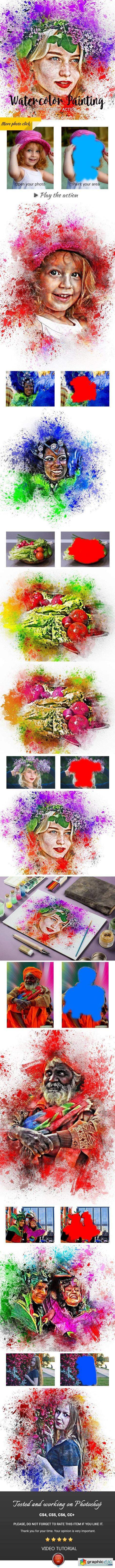 Watercolor Painting Photoshop Action 24202737
