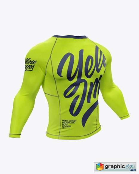 Download Men's Long Sleeve Jersey on Athletic Body Mockup » Free ...