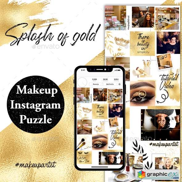 Splash of Gold Instagram Puzzle Template