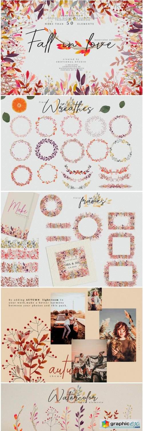 Fall in Love Watercolor Collection
