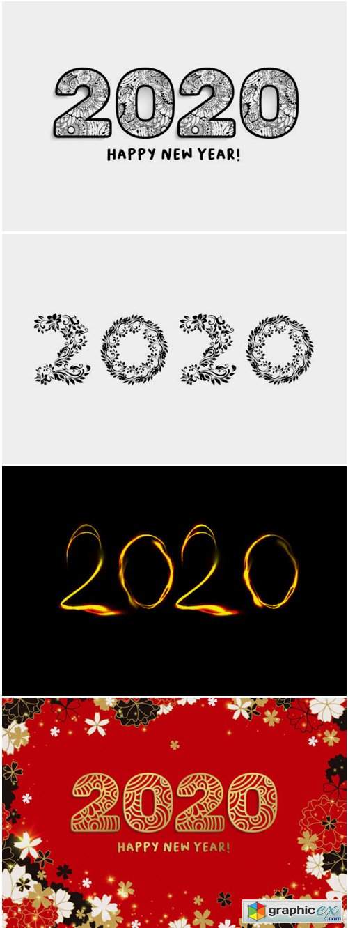 2020 New Year Numbers Illustrations