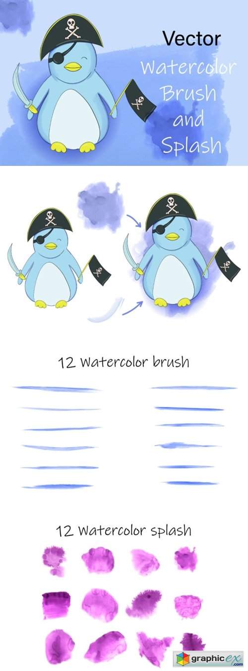 Vector Watercolor Brush and Splash