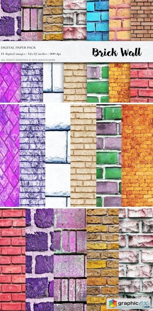 Wall Digital Paper Pac, Brick Wall