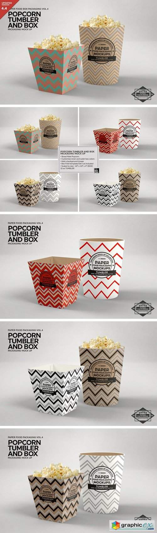 Popcorn Containers Packaging Mockup