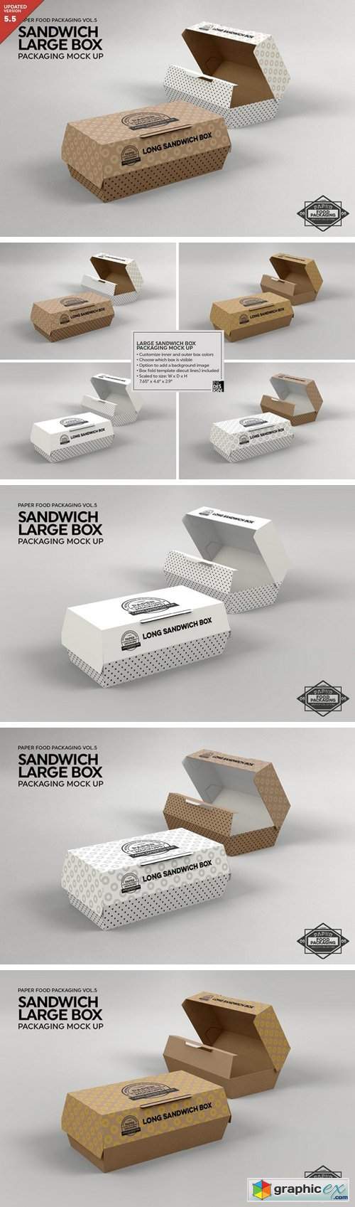 Large Sandwich Box Packaging Mockup