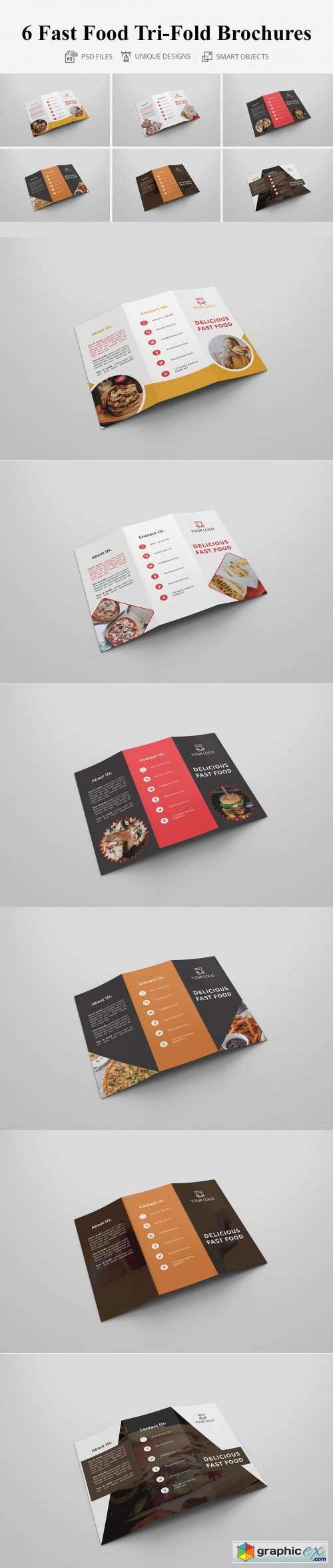6 Fast Food Tri-fold Brochures