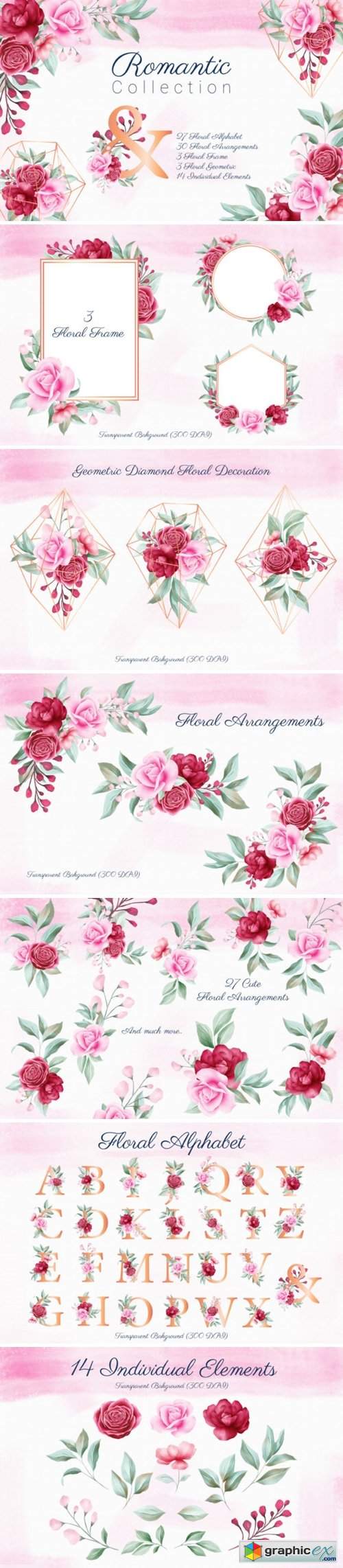 Romantic Watercolor Flowers Collection