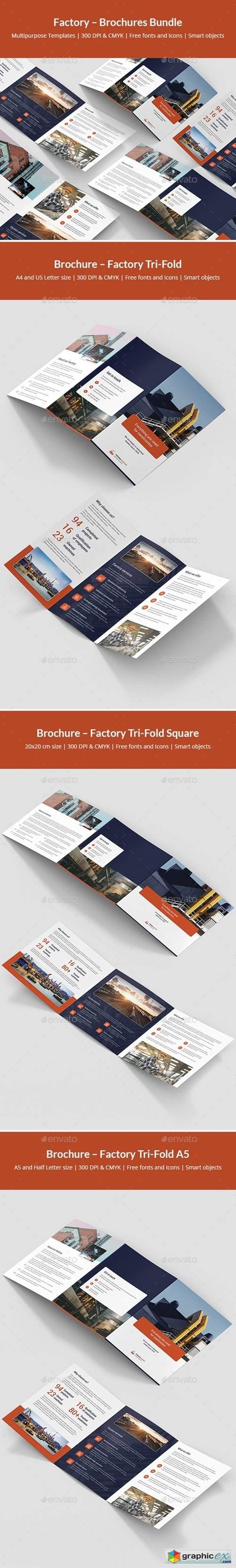 Factory – Brochures Bundle Print Templates 5 in 1