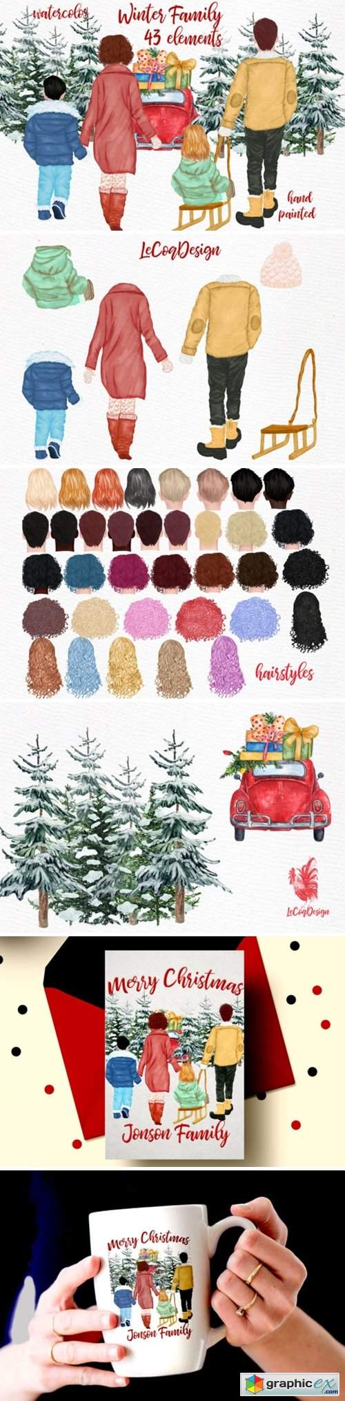 Winter Family Christmas Clipart