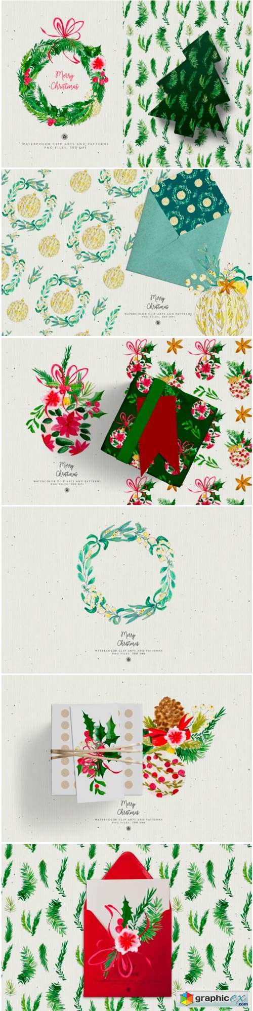 Christmas Watercolor Decorations