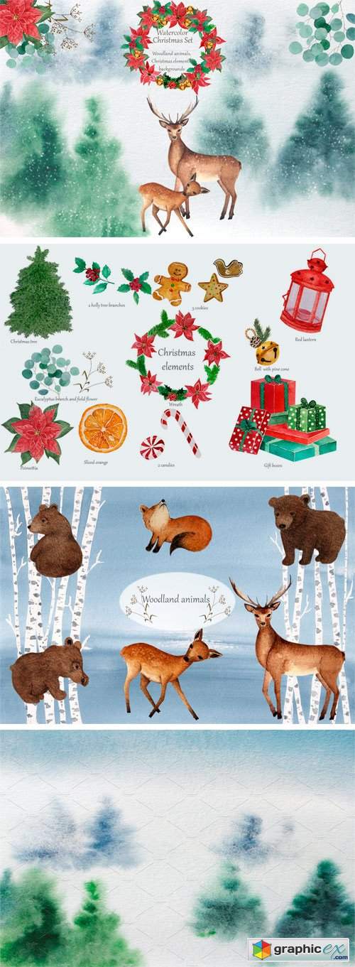 Watercolor Christmas Set 2066479