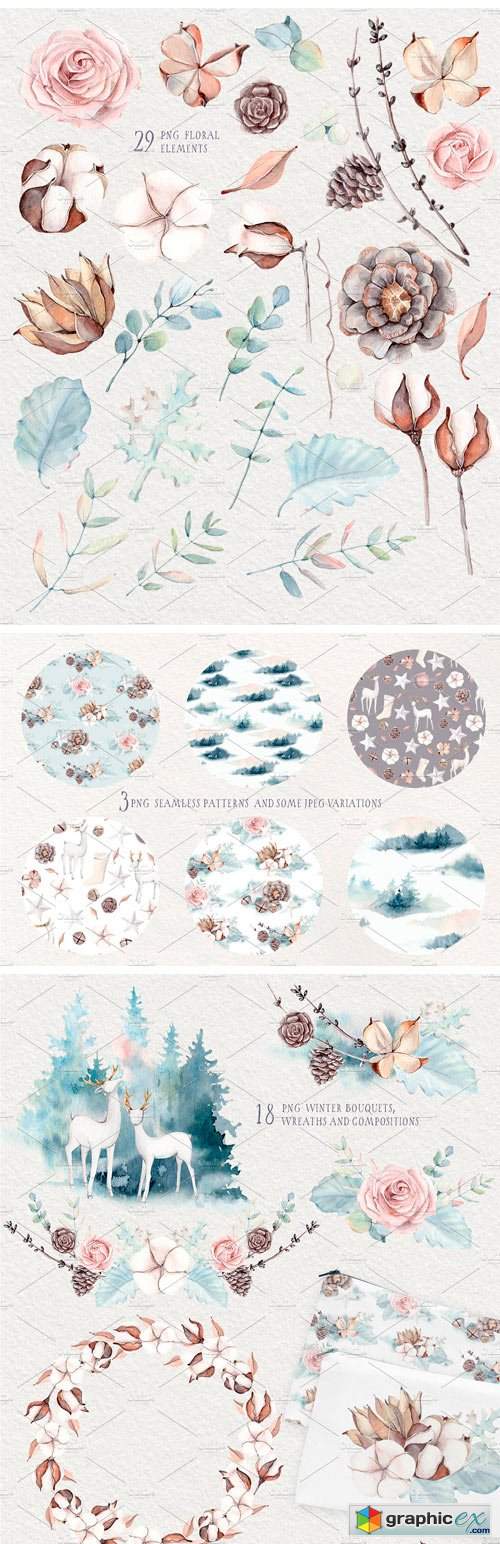 GENTLE WINTER Watercolor Collection