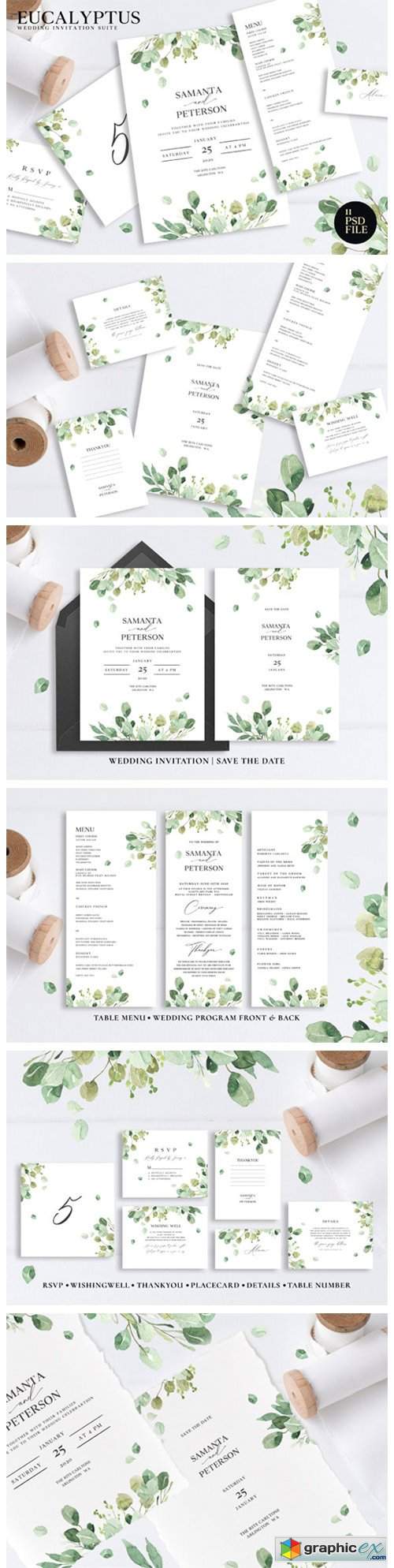Wedding Eucalyptus Watercolor Suite