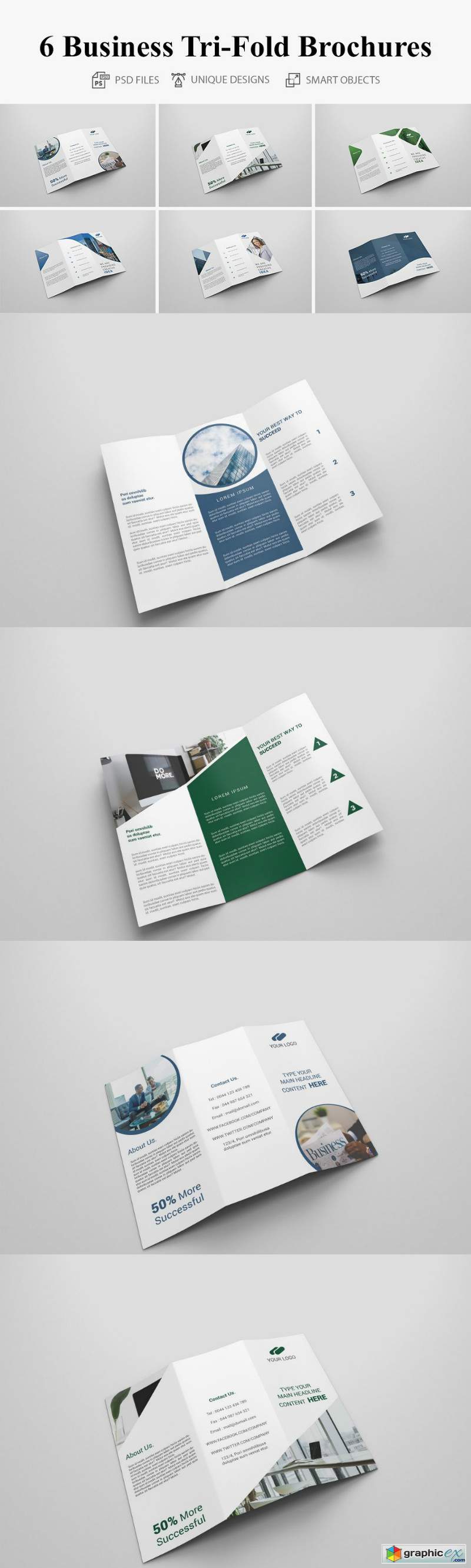6 Business Tri-fold Brochures