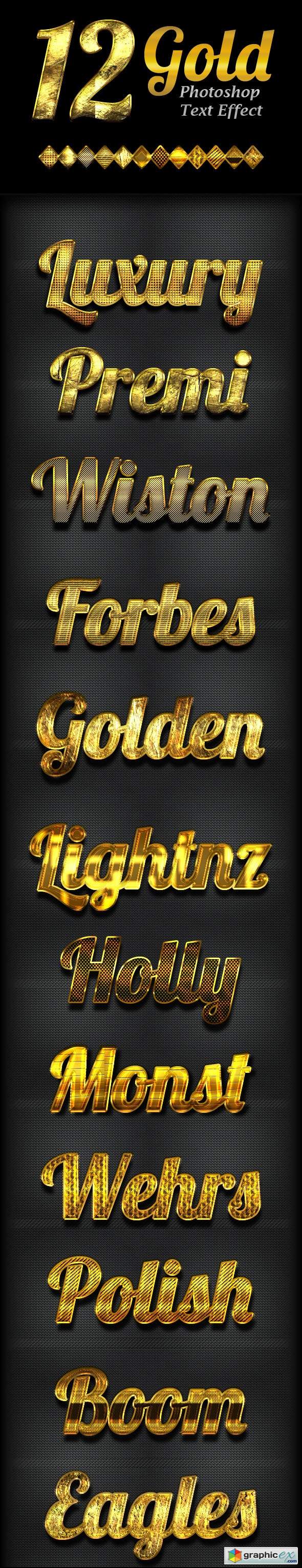 12 Gold Photoshop Text Effect Styles