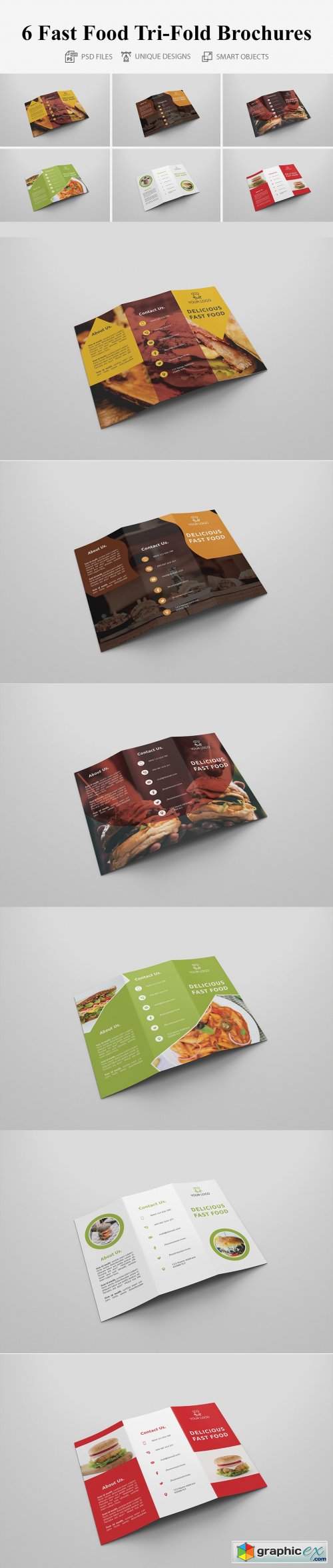 6 Fast Food Tri Fold Bochures