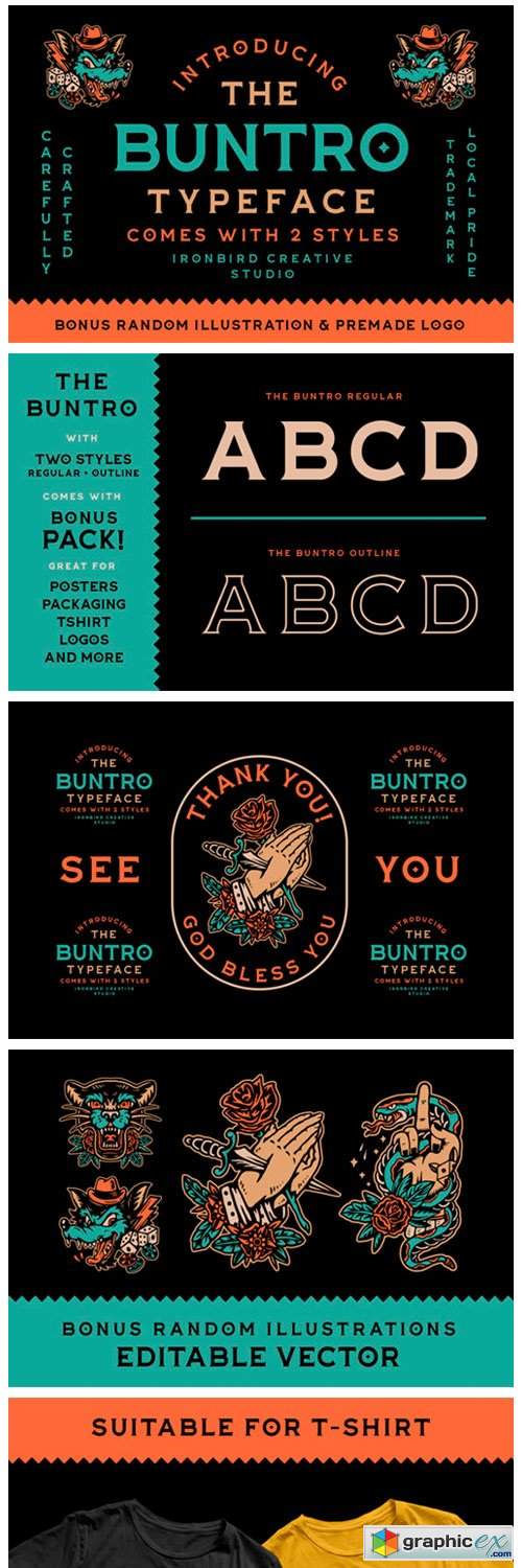 The Buntro Font + Bonus Logo