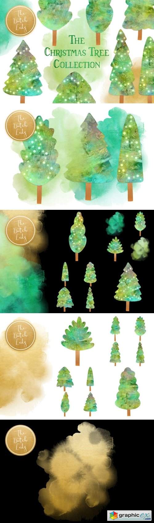 Christmas Tree Collection Clipart Set