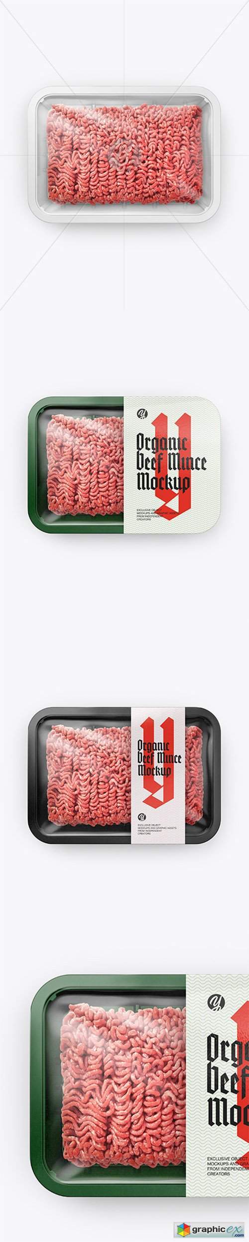 Plastic Tray With Beef Mince Mockup - Top View