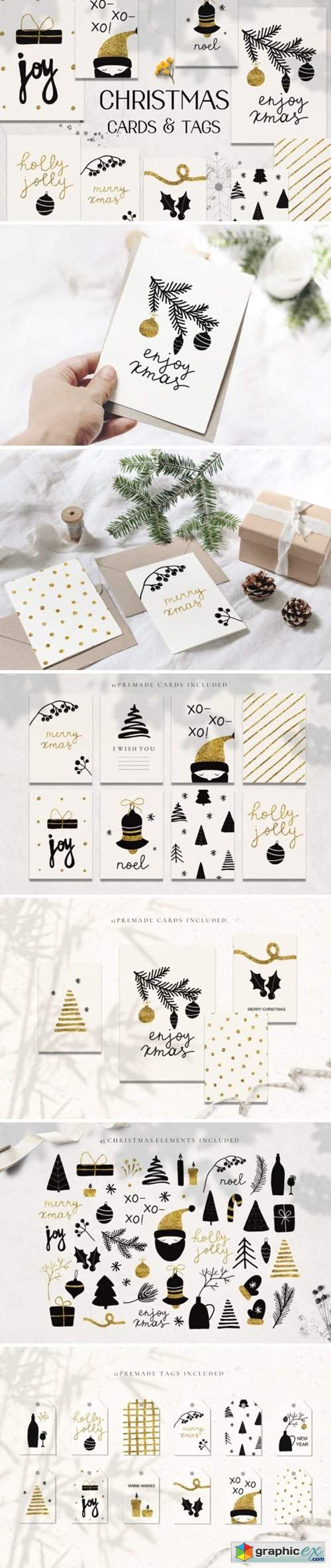  Christmas Holiday Cards & Tags Set 