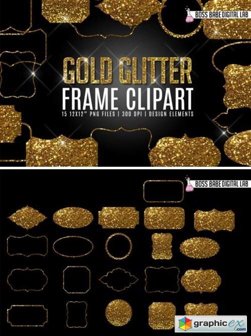  Gold Glitter Frame Clipart 
