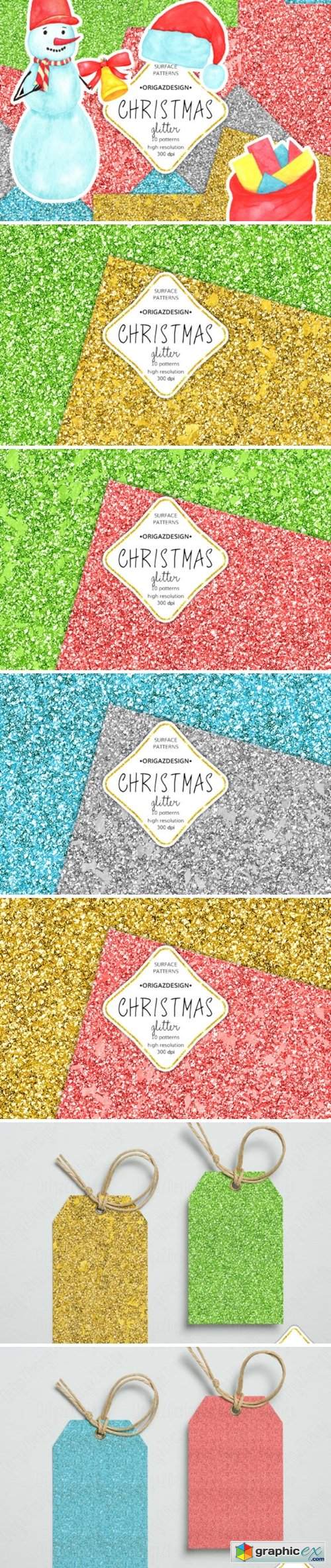  Christmas Glitter Seamless Pattern  