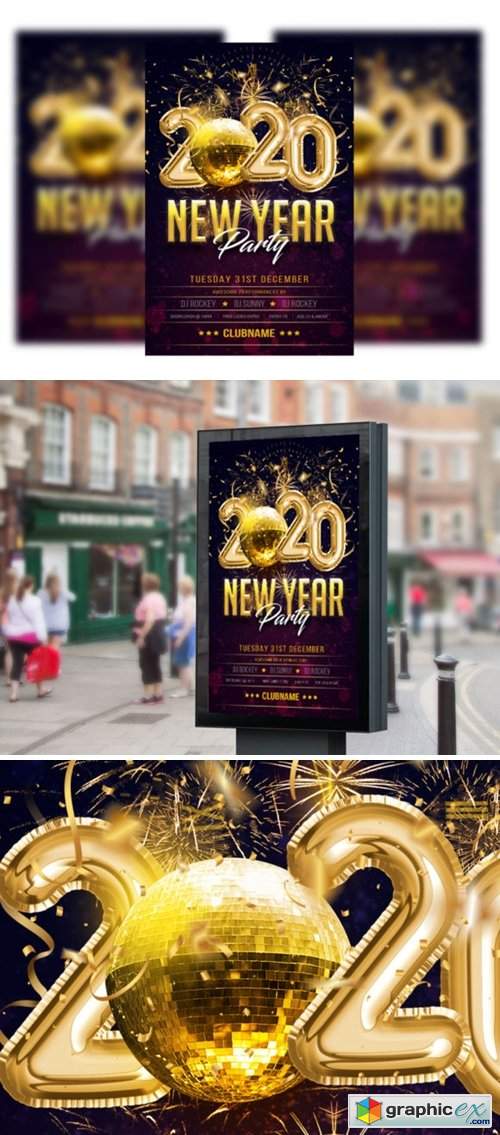  Happy New Year Flyer/poster Template 