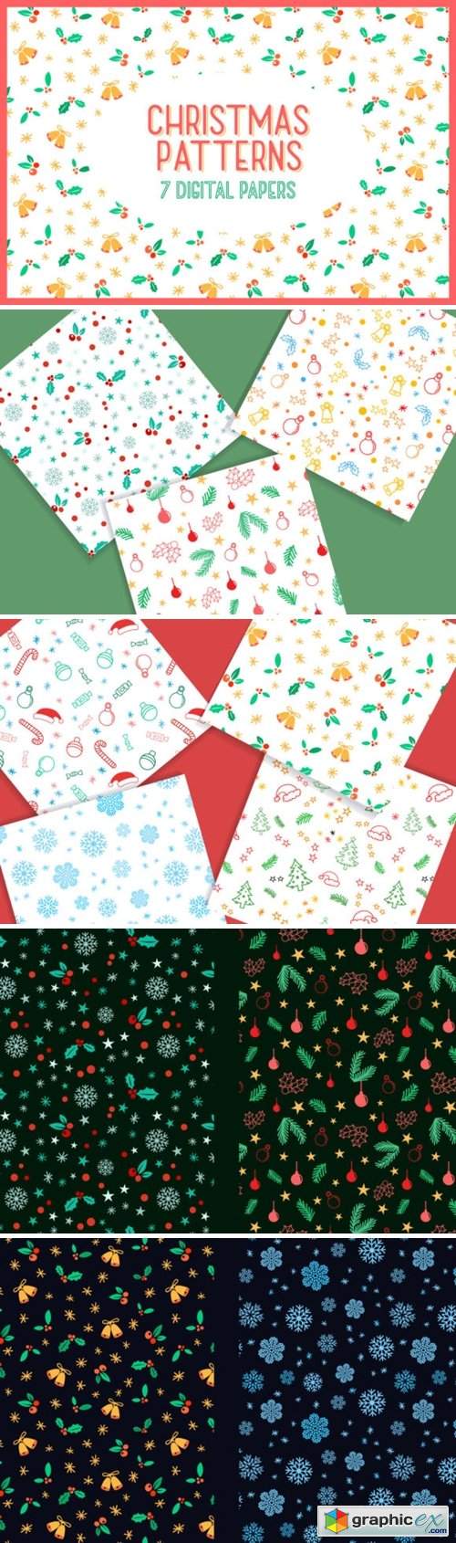  Christmas Patterns - 7 Digital Papers 
