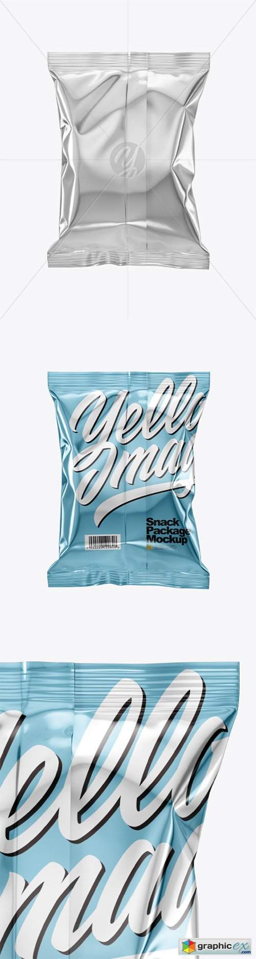  Metallic Snack Package Mockup - Back View 