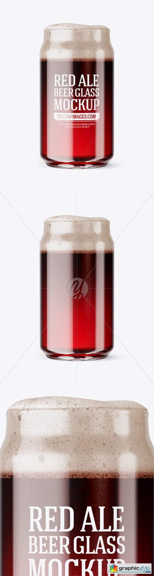  Can Shaped Glass Cup w/ Red Ale Mockup 