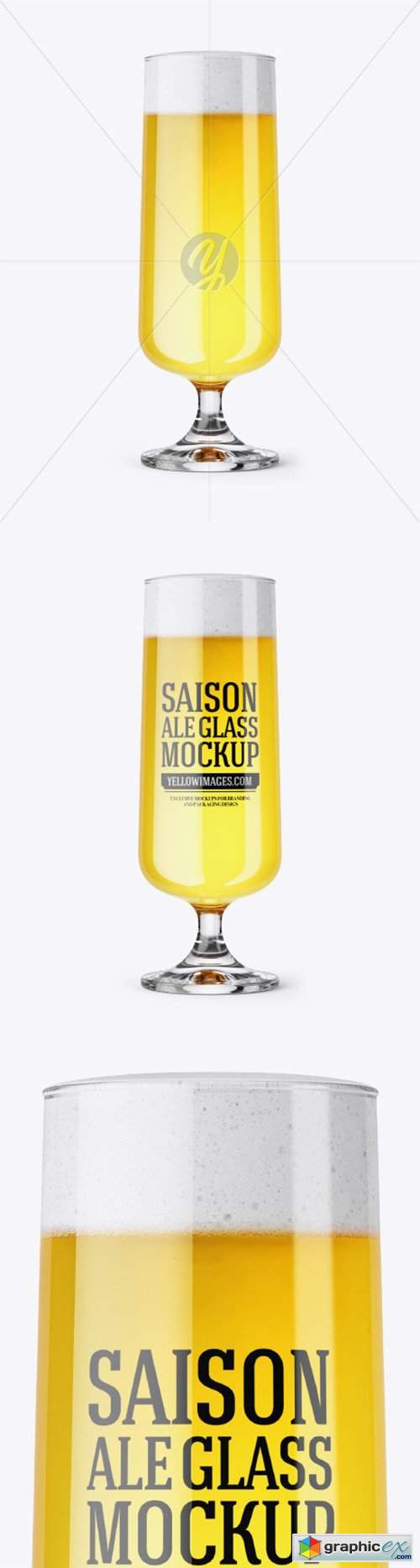  Goblet Glass with Saison Ale Mockup 
