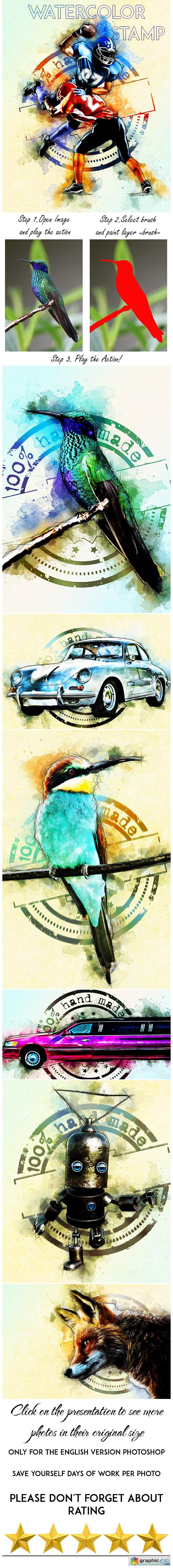 Watercolor Stamp Photoshop Action 