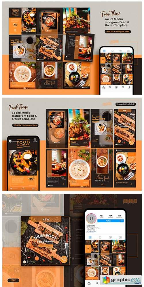  Food Instagram Feed & Stories Templates 