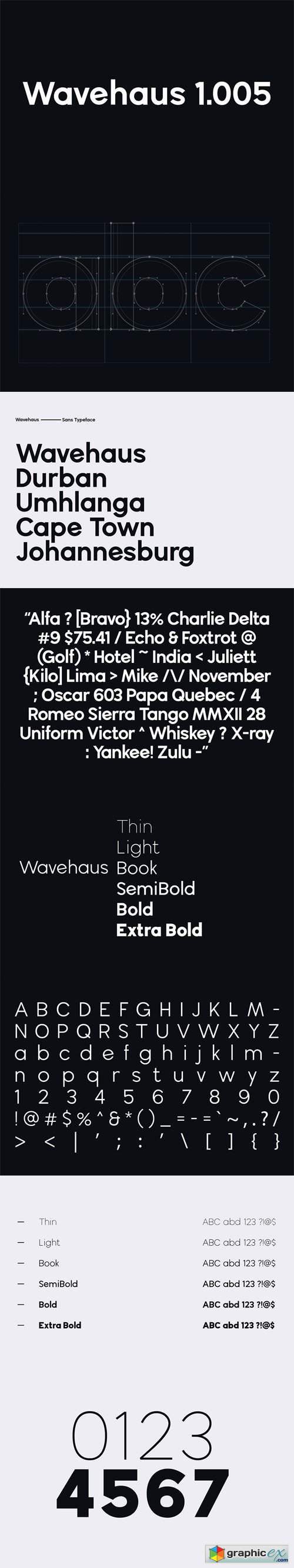 Wavehaus 1.005 Geometric Sans Serif Typeface Family [6-Weights]