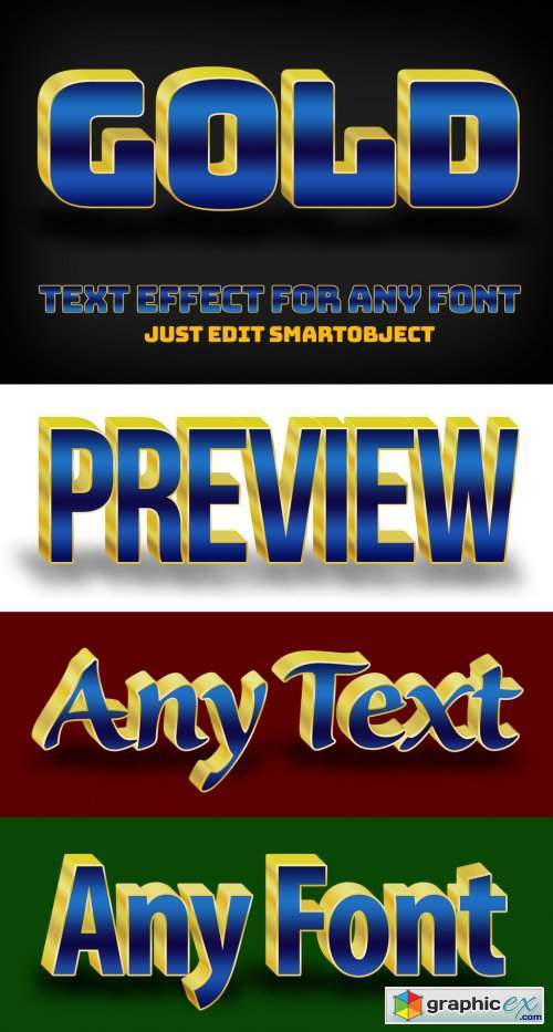 Blue and Gold 3D Text Effect