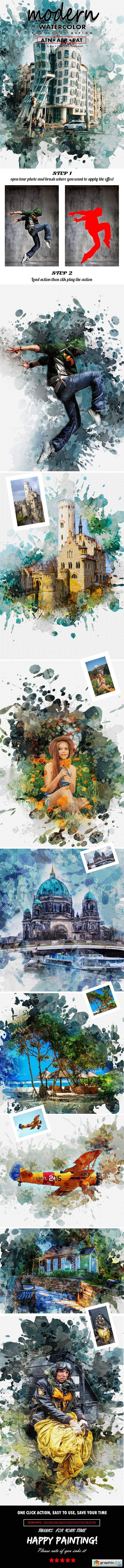  Modern Watercolor Photoshop Action 