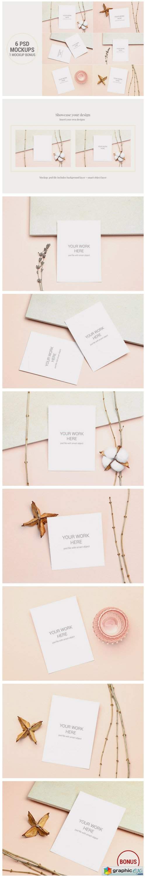 Invitation Card Mockups with Branches