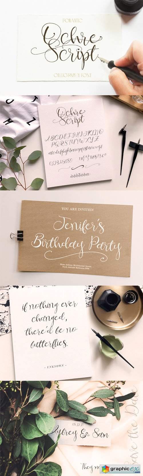  Ochre Script - Romantic Calligraphy Font 