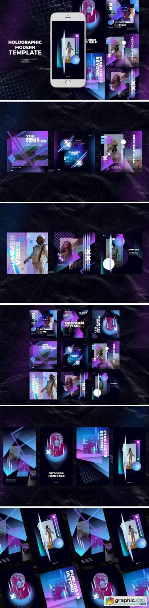 Holographic Modern Instagram Templates