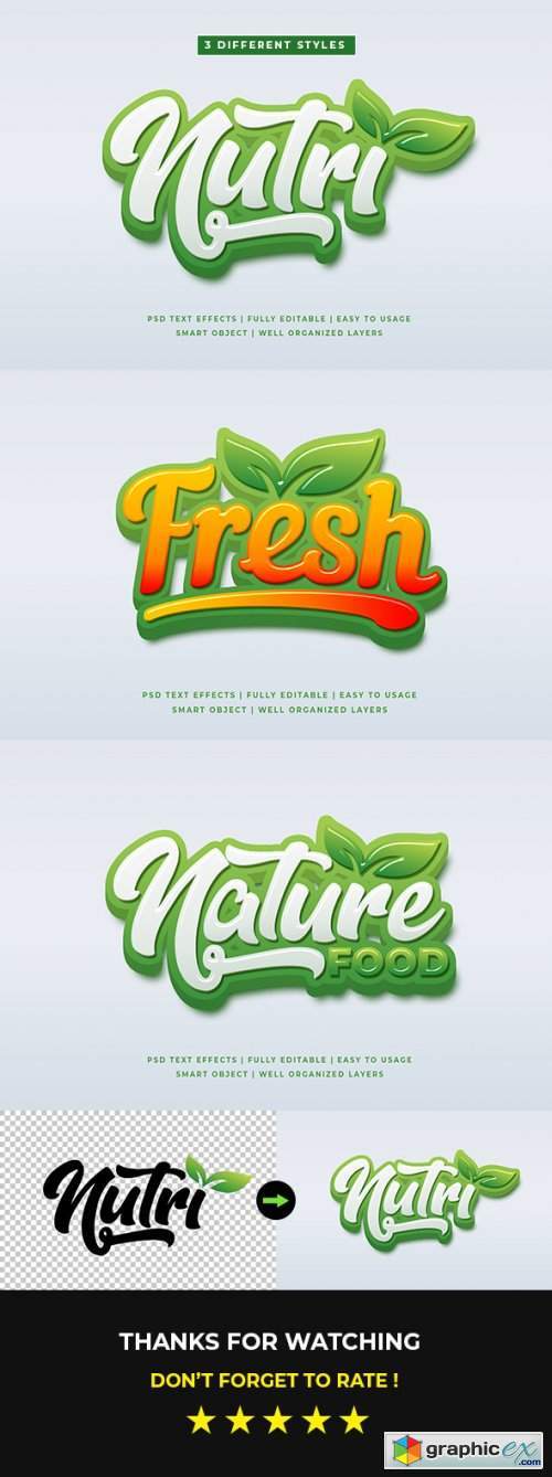 Green Natural 3D Text Style Effects Mockup
