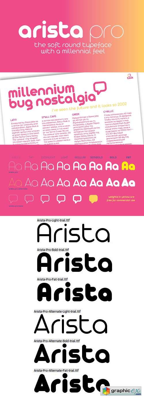  Arista Pro - Soft Round Typeface with a Millennial Feel [6-Weights] 