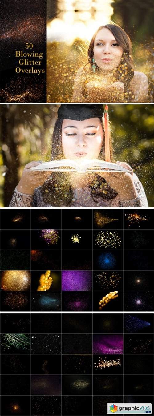  50 Blowing Glitter Photoshop Overlays 