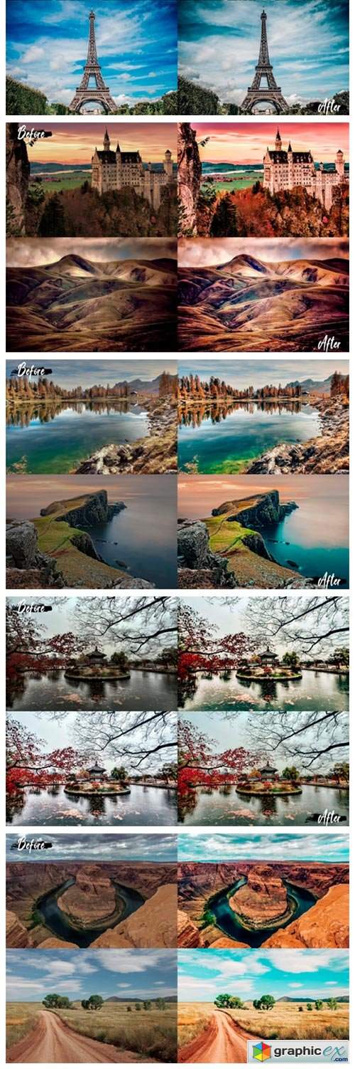  25 Landscape Photoshop Actions, ACR LUts 