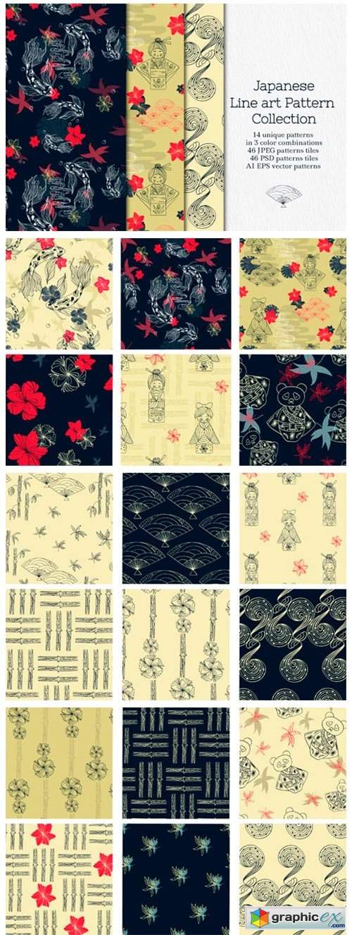  Line Art Japanese Pattern Collection 