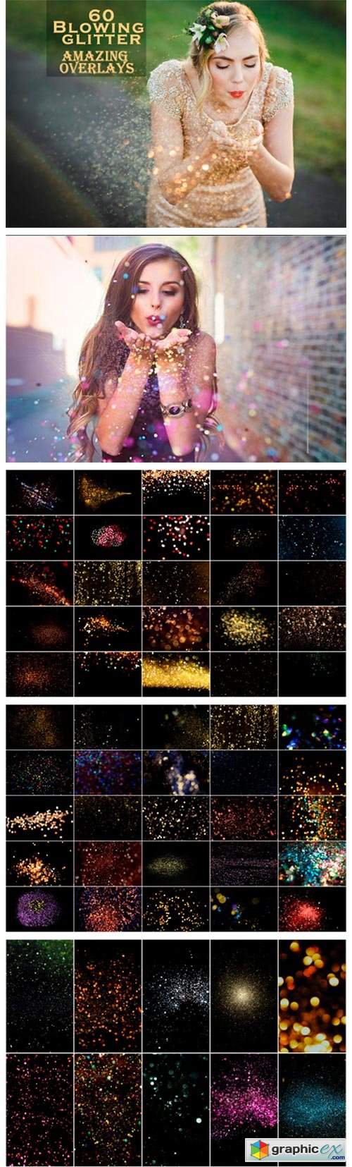  60 Blowing Glitter Photoshop Overlays 