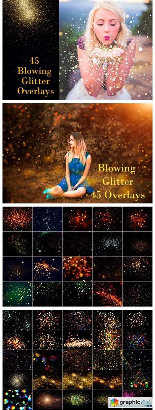  45 Blowing Glitter Photoshop Overlays 