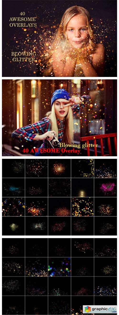  40 Blowing Glitter Photoshop Overlays 