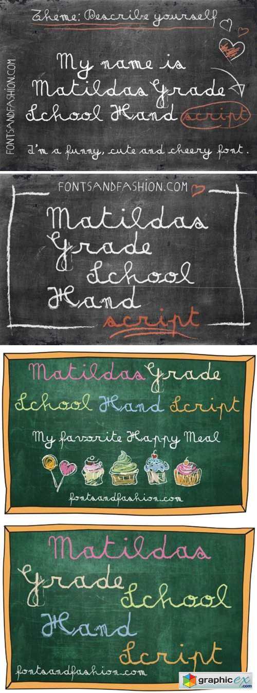  Matilda's Grade School Hand Script Font 